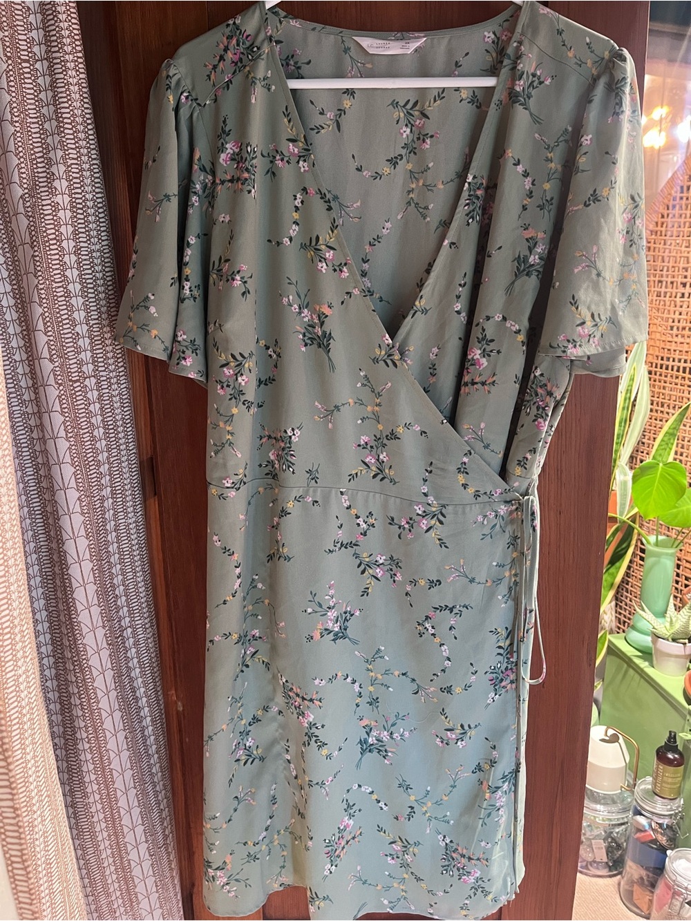 Lauren Conrad floral sage green wrap dress
